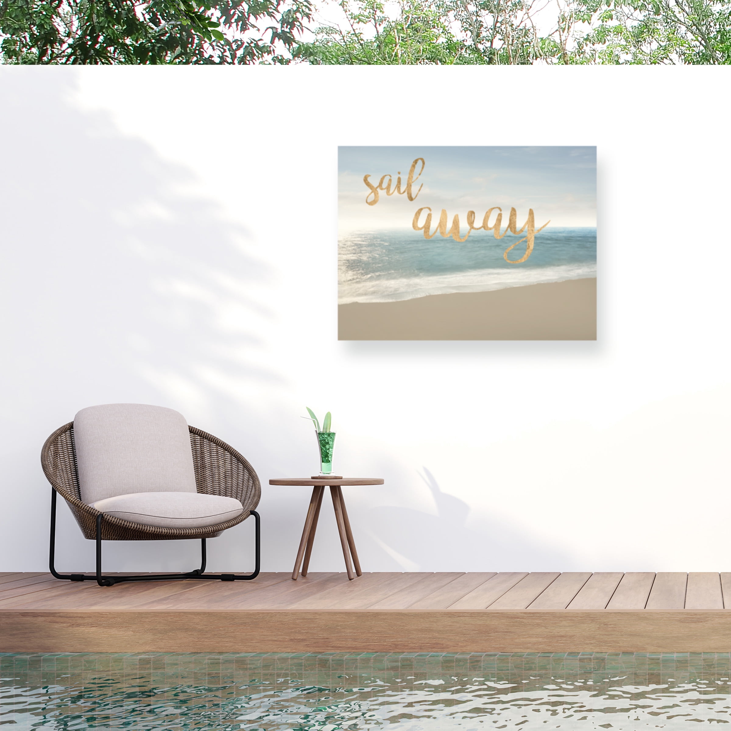 James Mcloughlin 'Beach Sail Away' Outdoor Canvas 35x47