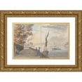 thumbnail image 1 of James Miller 14x11 Gold Ornate Wood Frame and Double Matted Museum Art Print Titled - River Wharf , Figure Sketching in a Lane, 1 of 4