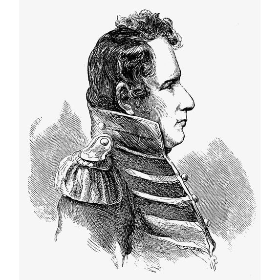 James Miller. Namerican Army Officer. Wood Engraving American 19Th Century. Poster Print by