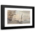thumbnail image 1 of James Miller 24x16 Black Modern Framed Museum Art Print Titled - River Wharf , Figure Sketching in a Lane, 1 of 5