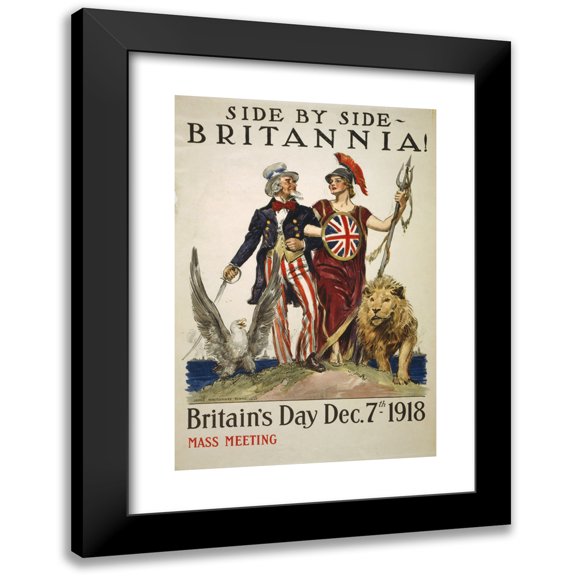 James Montgomery Flagg 11x14 Black Modern Framed Museum Art Print Titled - Side by Side - Britannia! Britain's Day Dec. 7th (1918)
