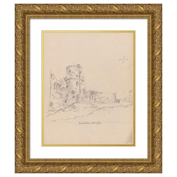 James Moore 12x14 Gold Ornate Wood Frame and Double Matted Museum Art Print Titled - Kinloss Abbey, Scotland (1792)