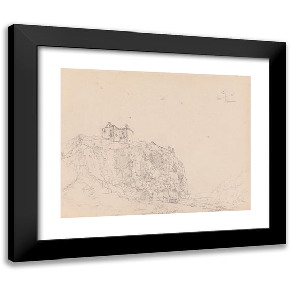 James Moore 14x12 Black Modern Framed Museum Art Print Titled - Dunnottar Castle, Scotland (1792)