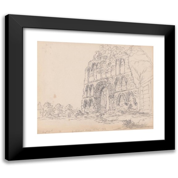 James Moore 14x12 Black Modern Framed Museum Art Print Titled - Gateshead Abbey (1792)