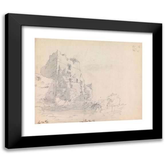 James Moore 14x12 Black Modern Framed Museum Art Print Titled - Ludlow Castle, Shropshire (1791)