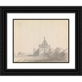 thumbnail image 1 of James Moore 18x15 Black Ornate Wood Framed Double Matted Museum Art Print Titled - Abbotsbury Abbey, Dorset, England (1791), 1 of 5