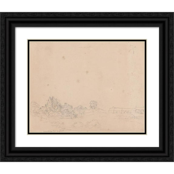 James Moore 18x15 Black Ornate Wood Framed Double Matted Museum Art Print Titled - Craigmillar Castle, Edinburgh, Scotland (1792)