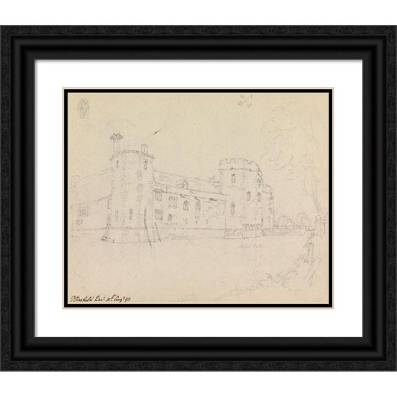 James Moore 18x15 Black Ornate Wood Framed Double Matted Museum Art Print Titled - Wingfield Castle (1790)