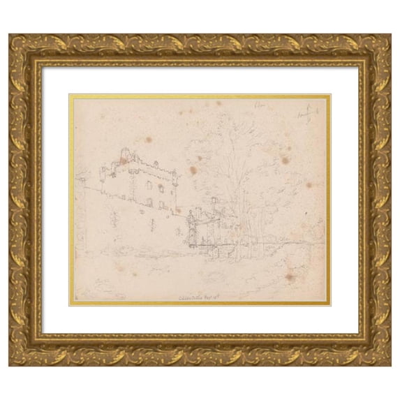 James Moore 18x15 Gold Ornate Wood Frame and Double Matted Museum Art Print Titled - Cawdor Castle, Scotland (1792)