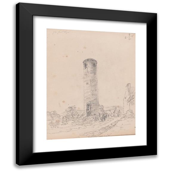 James Moore 20x24 Black Modern Framed Museum Art Print Titled - Abernethy Tower, Scotland (1792)