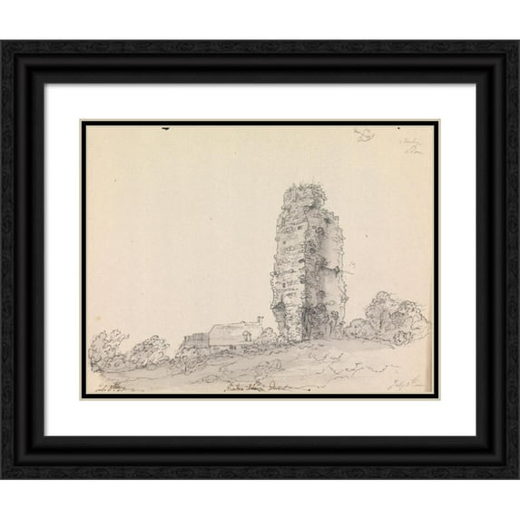 James Moore 24x19 Black Ornate Framed Double Matted Museum Art Print Titled: Bindon Abbey, Dorset, England (1792)
