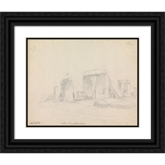 James Moore 24x20 Black Ornate Framed Double Matted Museum Art Print Titled: Stonehenge (1791)