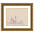 thumbnail image 1 of James Moore 24x20 Gold Ornate Framed and Double Matted Museum Art Print Titled - Brechin Cathedral and Round Tower, Scotland (1792), 1 of 4