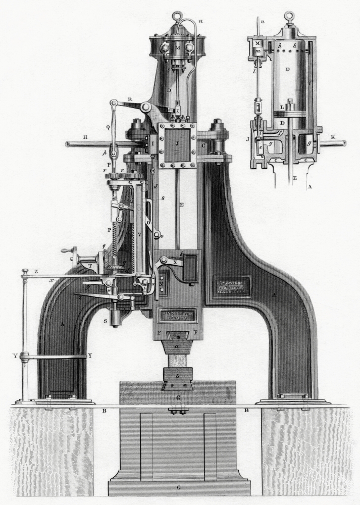 James Nasmyths Patent Steam Hammer From Cyclopaedia Of Useful Arts And Manufactures By Charles Tomlinson Canvas Art - Ken Welsh Design Pics (12 x 17)