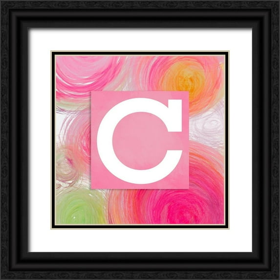 James, Nola 15x15 Black Ornate Wood Framed with Double Matting Museum Art Print Titled - Contempo Monogram (C)