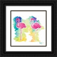 thumbnail image 1 of James, Nola 15x15 Black Ornate Wood Framed with Double Matting Museum Art Print Titled - Sunset Flamingo Square II, 1 of 4