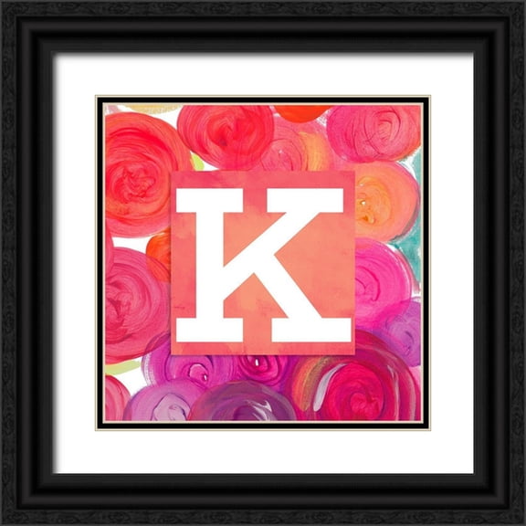 James, Nola 20x20 Black Ornate Wood Framed with Double Matting Museum Art Print Titled - Dot Garden Monogram (K)