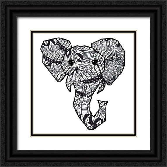 James, Nola 20x20 Black Ornate Wood Framed with Double Matting Museum Art Print Titled - Retro Elephant