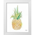 thumbnail image 1 of James, Nola 25x32 White Modern Wood Framed Museum Art Print Titled - Watercolor Origami Pineapple, 1 of 4