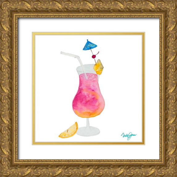 James, Nola 26x26 Gold Ornate Wood Framed with Double Matting Museum Art Print Titled - Tiki Bar Tonics IV