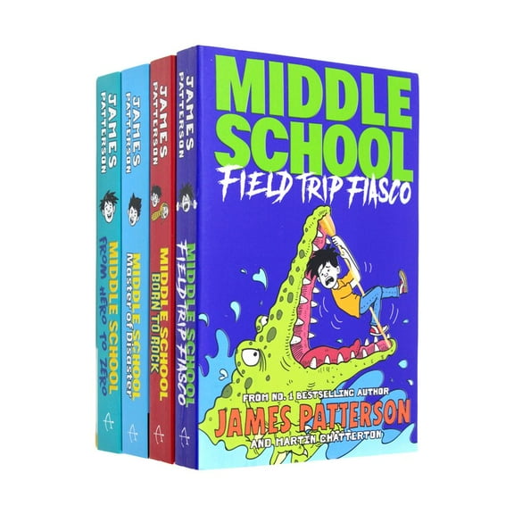 James Patterson Middle School Collection 4 Books Set (Book 10-13) (From Hero to Zero, Born to Rock, Master of Disaster, Field Trip Fiasco)