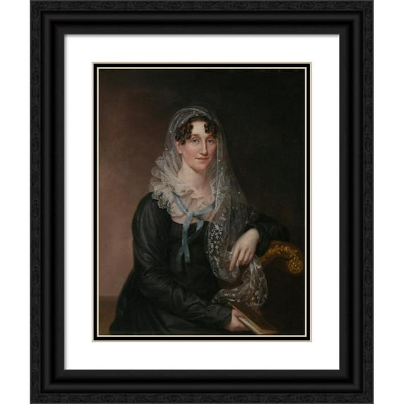 James Peale 12x14 Black Ornate Wood Framed Double Matted Museum Art Print Titled: Portrait of a Lady (1817)