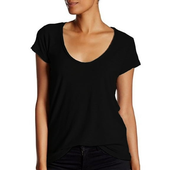 James Perse Black Deep Sccop Neck T-Shirt (0)