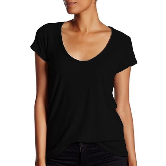James Perse Black Deep Scoop Neck T-Shirt