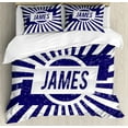 thumbnail image 1 of James Queen Size Duvet Cover Set, Classical Nautical Colors and Grunge Effect Common First Name Surname Design, Decorative 3 Piece Bedding Set with 2 Pillow Shams, Navy Blue and White, by Ambesonne, 1 of 3