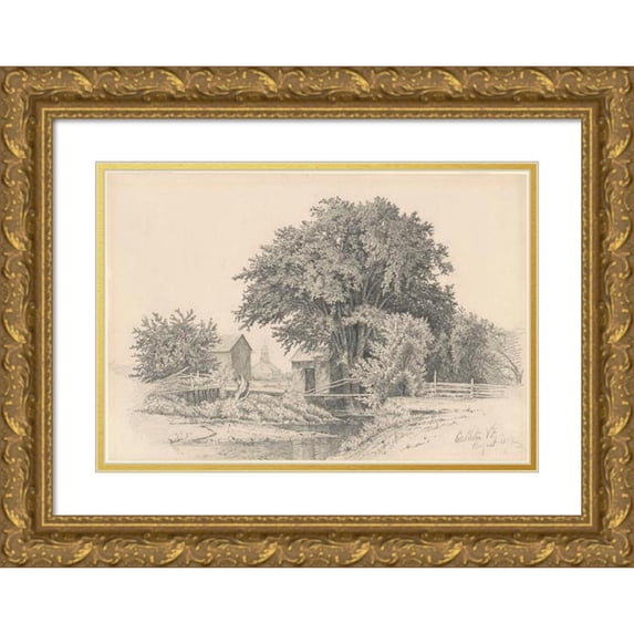 James Renwick Brevoort 24x18 Gold Ornate Framed and Double Matted Museum Art Print Titled - Castleton, Vermont (1871)