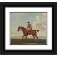 thumbnail image 1 of James Seymour 22x20 Black Ornate Framed Double Matted Museum Art Print Titled: One of Four Portraits of Horses, a Chestnut Racehorse with Jockey Up- Walking to the Left; Jockey I, 1 of 5