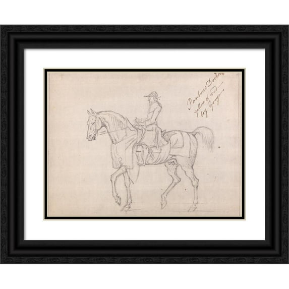 James Seymour 24x19 Black Ornate Framed Double Matted Museum Art Print Titled: ‘Panton's Doctor’; with Jockey Up, Walking to Left