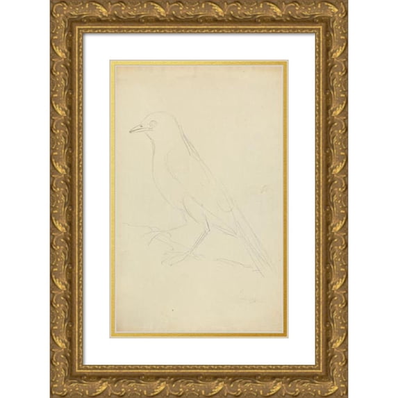 James Sowerby 13x18 Gold Ornate Wood Frame and Double Matted Museum Art Print Titled - A Fieldfare