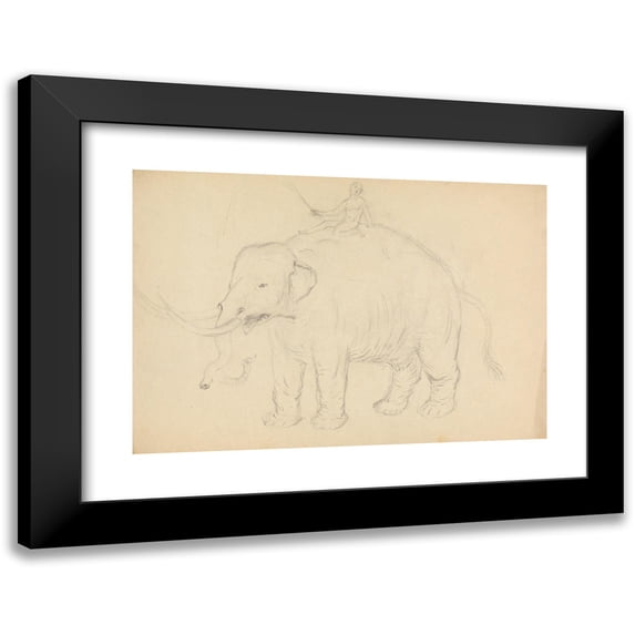 James Sowerby 18x14 Black Modern Framed Museum Art Print Titled - Elephant with Rider