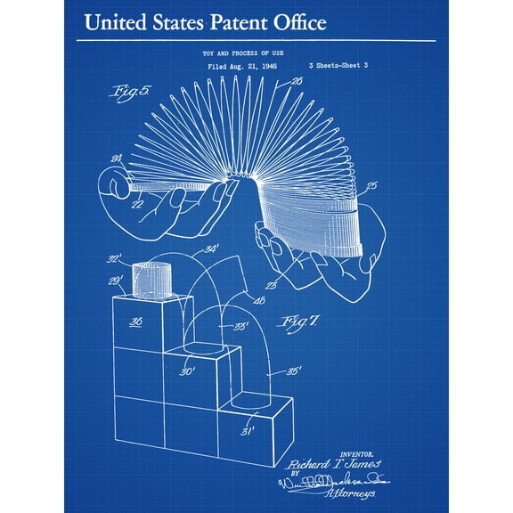 James Spring Toy Retro 1947 Patent Plan Extra Large XL Wall Art Poster Print