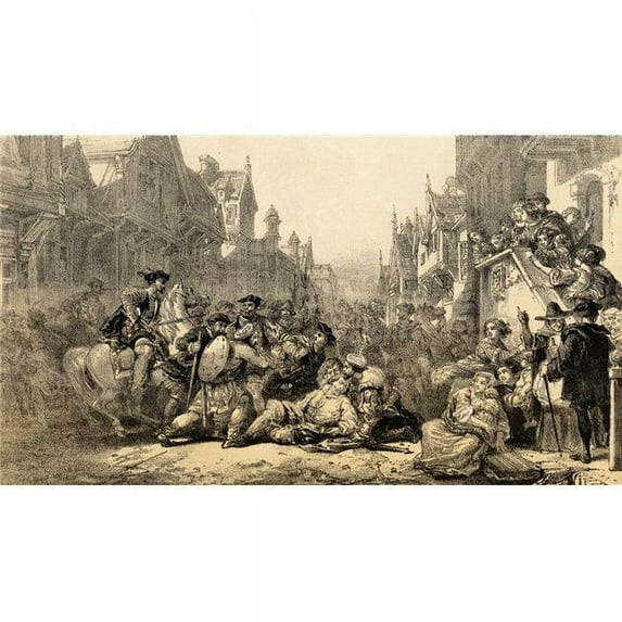 James Stewart 1st Earl of Moray, Regent of Scotland Born C. 1531-1569 Assasination of Regent Moray At Old Linlithgow On The 23 2 1569 Engraving Drawn by Sir. William Allan P.R.S.A Engraved by E.Wa