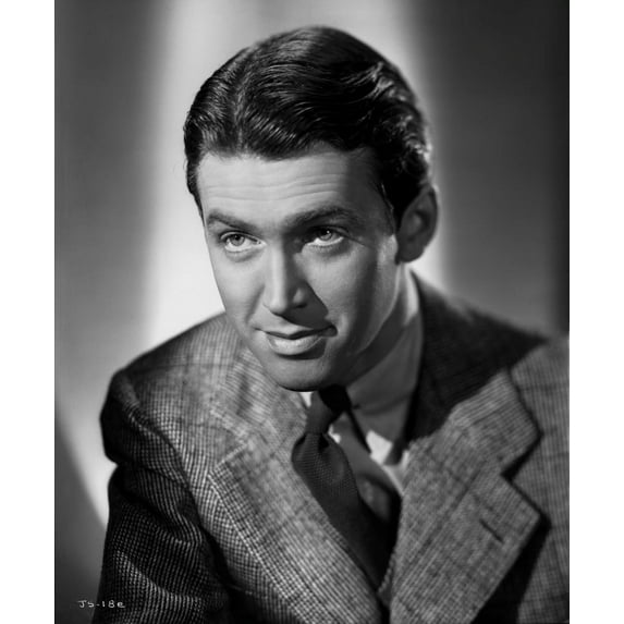 James Stewart Posed in Grey Corduroy Suit and Black Silk Necktie with Eyes Looking Up Photo Print (24 x 30)
