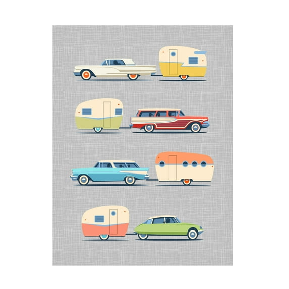 James Theodore 'Vintage Cars and Campers No 1' Canvas Art