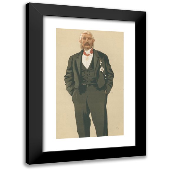 James Tissot 10x14 Black Modern Framed Museum Art Print Titled - The Commader in Chief in India (General Sir Frederick Paul Haines), Military and Navy, from Vanity Fair, March 25, 1876 (1876)