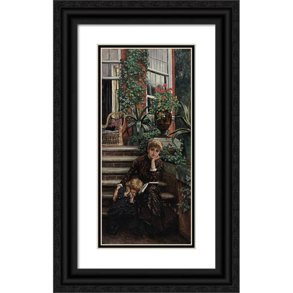 James Tissot 10x18 Black Ornate Wood Framed Double Matted Museum Art Print Titled - The Older Sister