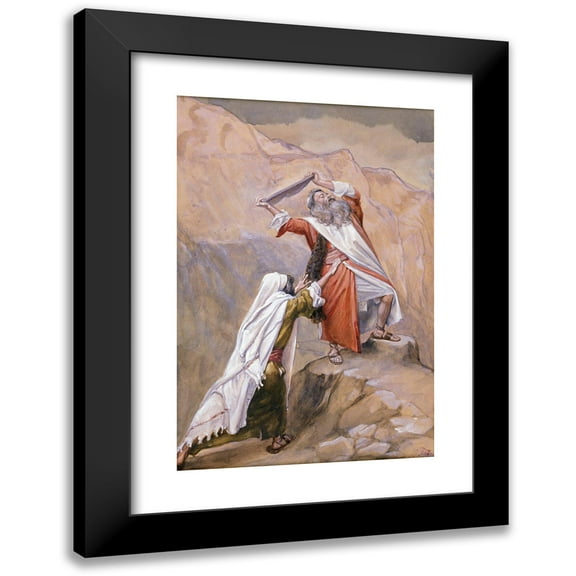 James Tissot 11x14 Black Modern Framed Museum Art Print Titled - Moses Destroyeth the Tables of the Ten Commandments (C. 1896-1902)
