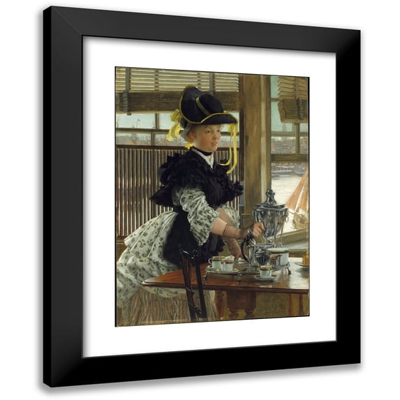 James Tissot 11x14 Black Modern Framed Museum Art Print Titled - Tea (1872)