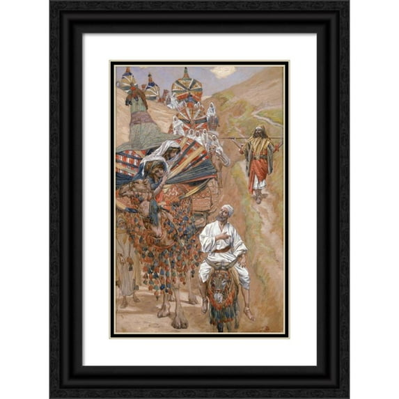 James Tissot 11x14 Black Ornate Wood Framed Double Matted Museum Art Print Titled: Rebecca Meets Isaac by the Way (C. 1896-1902)