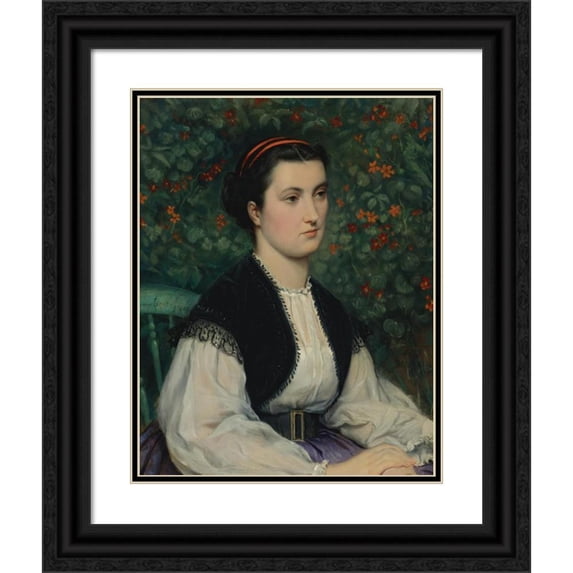James Tissot 15x18 Black Ornate Wood Framed Double Matted Museum Art Print Titled - Portrait of a Lady (1864)