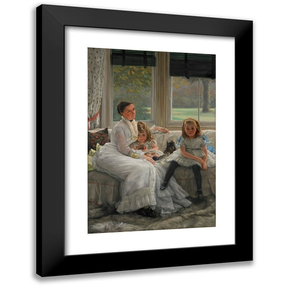 James Tissot 17x24 Black Modern Framed Museum Art Print Titled - Portrait of Mrs Catherine Smith Gill and Two of Her Children