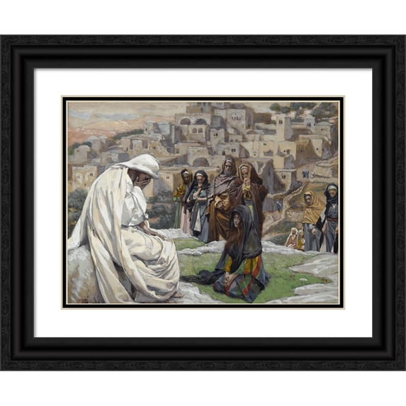 James Tissot 18x14 Black Ornate Wood Framed Double Matted Museum Art Print Titled - Jesus Wept (1886-1894)