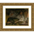 thumbnail image 1 of James Tissot 18x14 Gold Ornate Wood Frame and Double Matted Museum Art Print Titled - A Reclining Lady, 1 of 4
