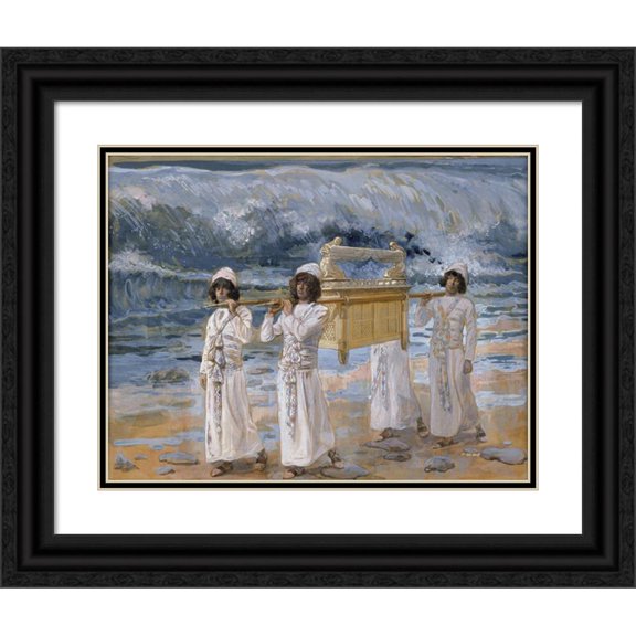 James Tissot 24x20 Black Ornate Framed Double Matted Museum Art Print Titled: The Ark Passes Over the Jordan (C. 1896-1902)