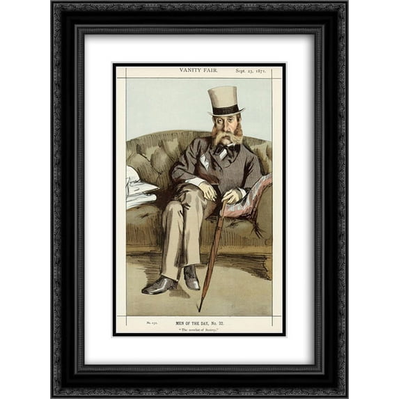 James Tissot 2x Matted 18x24 Black Ornate Framed Art Print 'Caricature of George Whyte Melville'