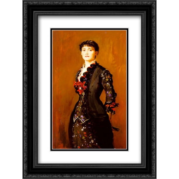 James Tissot 2x Matted 18x24 Black Ornate Framed Art Print 'Louise Jopling'